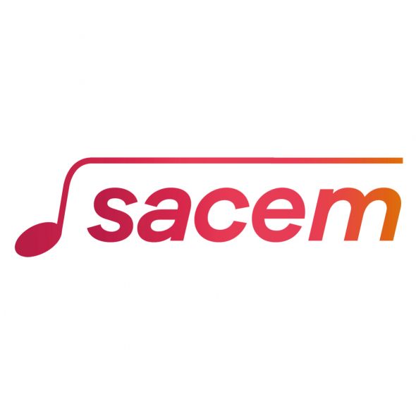 Logo sacem en noir et rouge